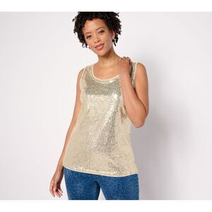 Maya J Women's Top Sz XL Choice of Print or Solid Sequin Yellow A551057